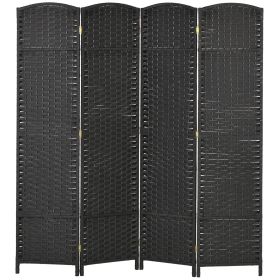 Folding Room Divider Screen 4 Panel 5.6 Ft Tall Privacy Screen Freestanding Room Partition for Home Office Black
