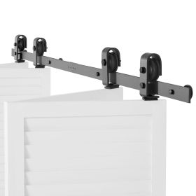 Bi-Folding Sliding Barn Door Hardware Track Kit, 60" Top Mount Track Kit, Slide Smoothly & Quietly, Heavy Duty, Easy to Install