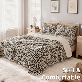 4pcs ultra-soft 85g brushed printed sheets and pillowcases, machine washable, suitable for all seasons