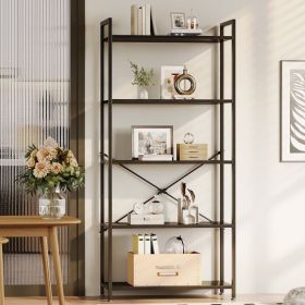5-Tier Bookshelf, Freestanding Book Shelf, Home Office Bookcase for Bedroom, Living Room, Black