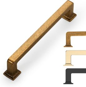 6 Pack Antique Brass Cabinet Pulls 3.75 Inch Kitchen Cabinet Handles Vintage Drawer Pulls Kitchen Handles for Cabinets Retro Dresser Pulls Drawer