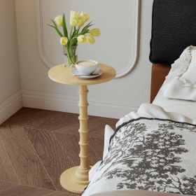 Round Side Table, Small Drink Table for Small Spaces, Modern Accent Nightstand with Solid Wood Leg for Living Room, Bedroom, Corners, and Office
