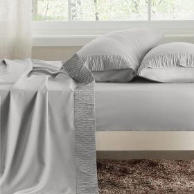 Luxury Sheet Sets Super Soft Easy Care Microfiber 3/4-Pieces Bed Sheet Set With 16-Inch Deep Pockets (Color: Grey, size: KING)