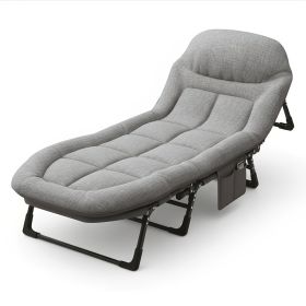 Adult Camping Cot with Built-In Headrest And Removable Mattress - 71 Inch XL Portable Folding Bed, Heavy Duty Frame for Support - Ideal for Campi (Color: Grey)