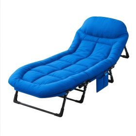 Adult Camping Cot with Built-In Headrest And Removable Mattress - 71 Inch XL Portable Folding Bed, Heavy Duty Frame for Support - Ideal for Campi (Color: Blue)