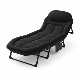 Adult Camping Cot with Built-In Headrest And Removable Mattress - 71 Inch XL Portable Folding Bed, Heavy Duty Frame for Support - Ideal for Campi (Color: Black)